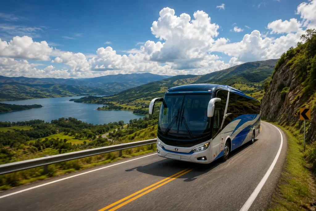 Ruta destacada en autobús por Colombia y Latinoamérica con paisajes de montaña y viajes por carretera | Buspasión